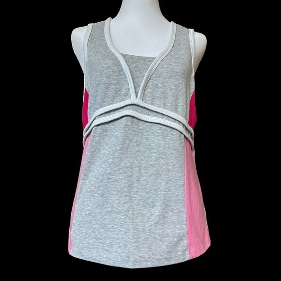 G W Sport Women's Tank Top Size L, Cotton, Polyester Spandex, Gray, Pink, #A1193 - Picture 1 of 4